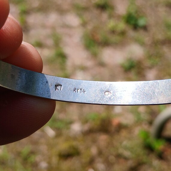 Bold Modernist Vintage Solid Sterling Silver Bang… - image 5