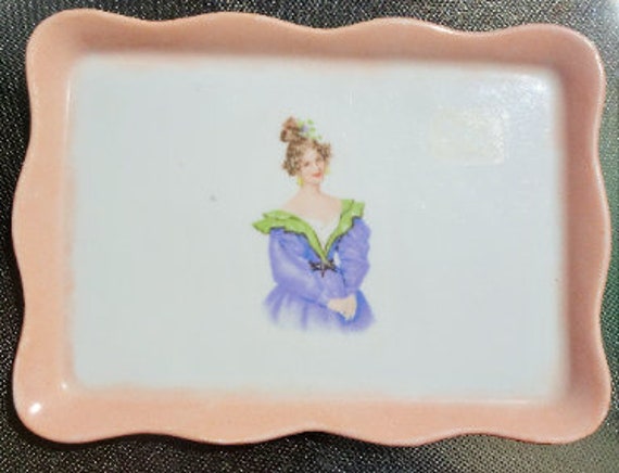 Antique Victorian Porcelain Lady Dresser Tray, Ci… - image 1