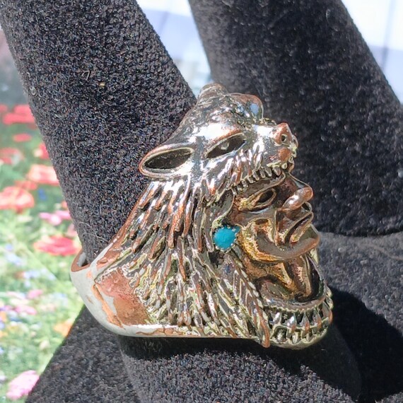 Rare Antique Solid Sterling Native American Bold … - image 6