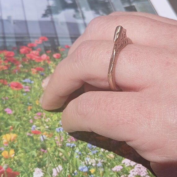 Bold Handmade Bronze House Statement Ring, Size 6… - image 5