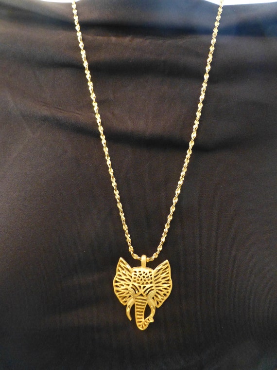 Vintage Elephant Gold Filled Bold Statement Neckl… - image 2
