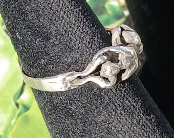 RARE Naughty Vintage Solid Sterling Silver Two People Ring, Size 8, Gorgeous Ring, Circa 1960s, Great Gift Idea Must See!