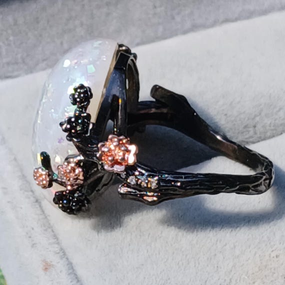 Vintage Oxidized Solid Sterling Silver Created Op… - image 2