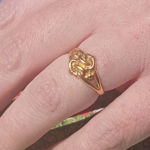 Rare 1898 Love Knot Victorian Solid Yellow Gold Antique Victorian Band Ring, 9ct Ring, Love Token Ring, Size 6.5