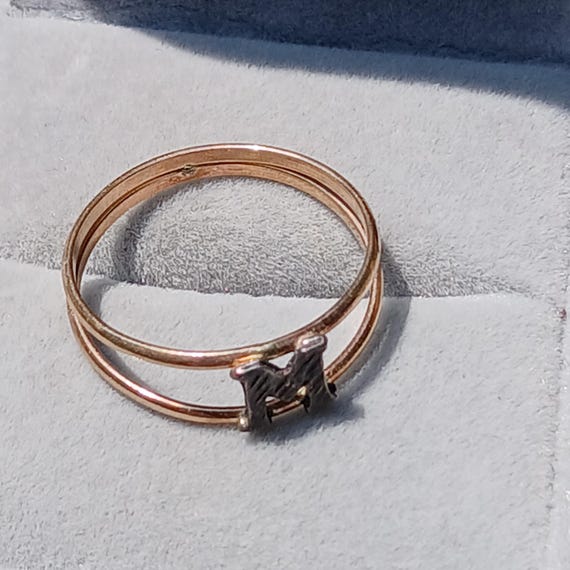Vintage "M" Initial 1970s Solid 10k Yellow Gold R… - image 6