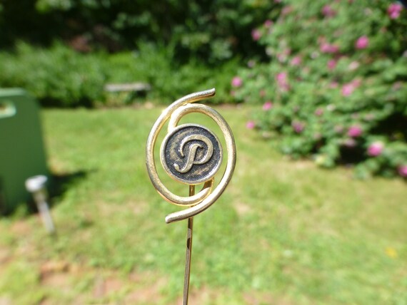 Antique Edwardian "P" Gold Filled Stick Pin, Circ… - image 2