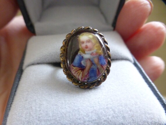 Rare Antique Victorian 14k Solid Gold Painted Blo… - image 2