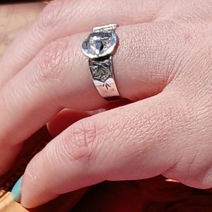 Antique British Solid Sterling Silver Buckle Ring Antique Victorian Wedding Band Ring, Unusual Design Ring, Size 8