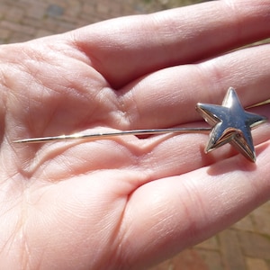 Antique Art Deco Star Shaped Silver Plated Stick Pin, Circa 1950s, Amazing Unique Pin, Very Good Condition, Wow! Look!