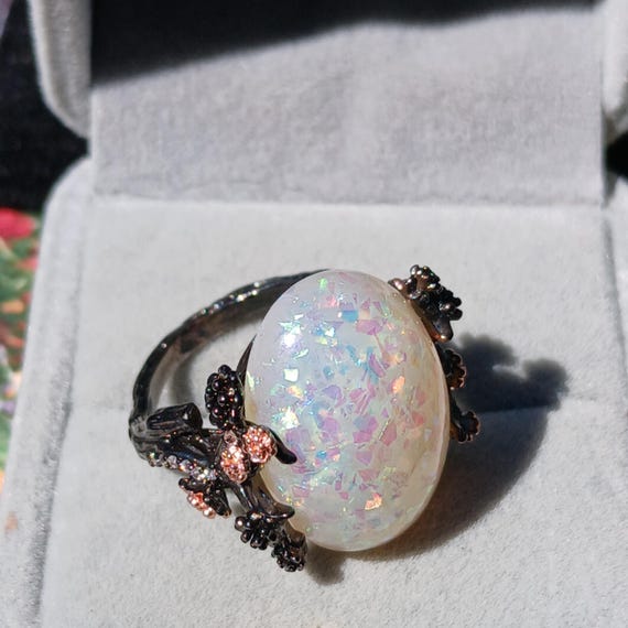 Vintage Oxidized Solid Sterling Silver Created Op… - image 6