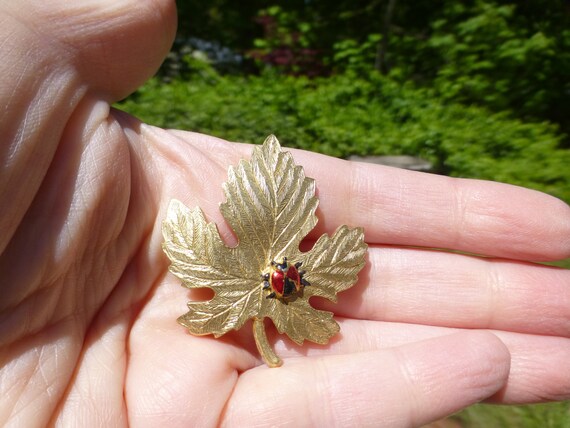 Antique Art Deco Enamel Lady Bug Gold Filled Broo… - image 2