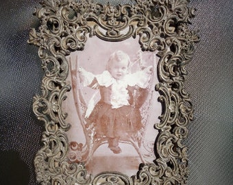 Antique Victorian Framed Child Photograph Wall Hanging, Circa 1890s, Wonderful Early Piece, Gorgeous Look!
