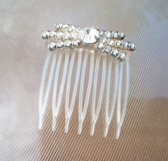 Antique Art Deco Rhinestone Celluloid Hair Comb Or