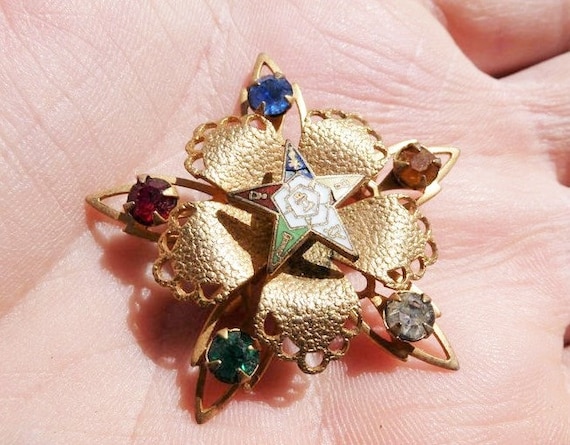 Antique Art Deco Eastern Star Gold Filled Brooch,… - image 1