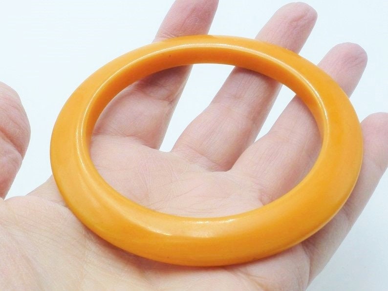 Antique Art Deco Butterscotch Bakelite Bangle, 1920s, Unique Early Piece, Great for Stacking, Must See