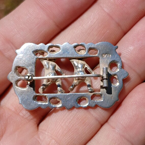 Antique Victorian Two Cherubs Solid Silver Brooch… - image 3