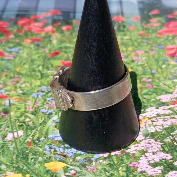 Antique British Solid Sterling Silver Buckle Ring… - image 6