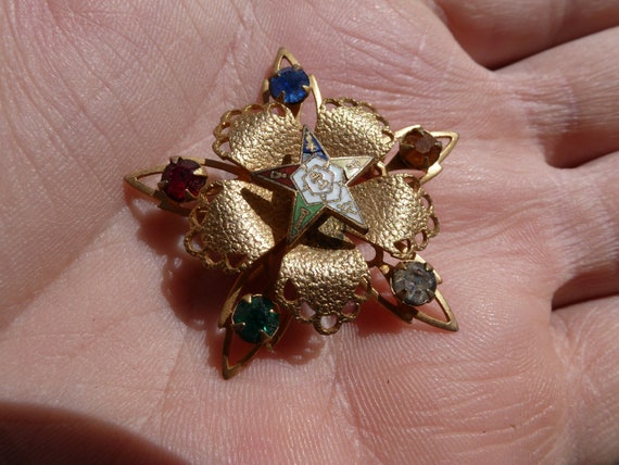 Antique Art Deco Eastern Star Gold Filled Brooch,… - image 3