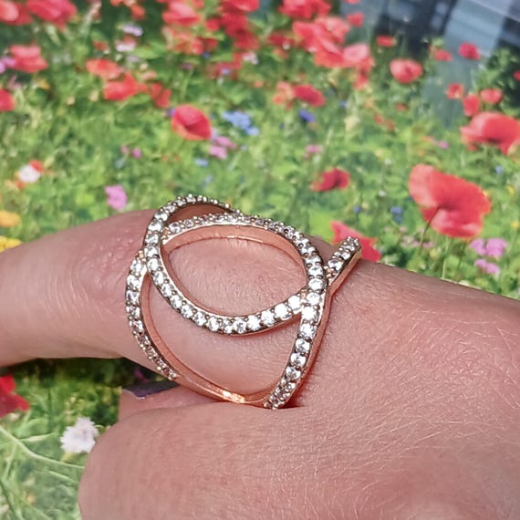 Bold Open Design Unique Gold Over Ring, Size 9, G… - image 6