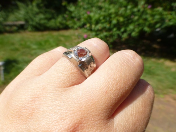 Antique Victorian Solid Sterling Silver Clear Stone Art Nouveau