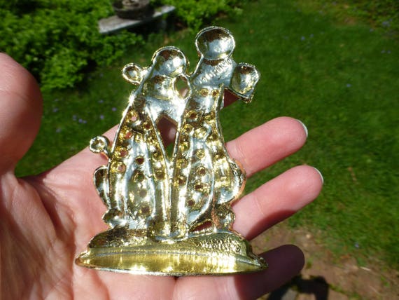 Vintage Earring Tree Art Deco Poodles Gold Tone E… - image 2