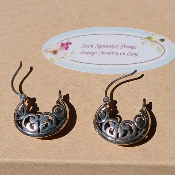 Vintage Handmade Solid Sterling Silver Pierced Ho… - image 6