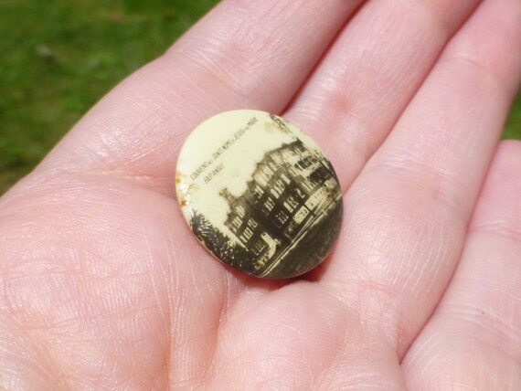 Antique Victorian Convent Celluloid Brooch, Photo… - image 3