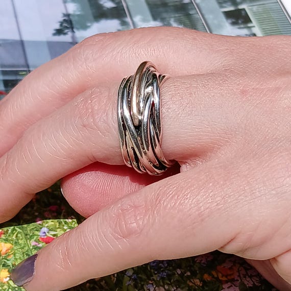 Heavy Artisan Bold Solid Sterling Silver Ring, Si… - image 2