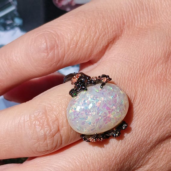 Vintage Oxidized Solid Sterling Silver Created Op… - image 10