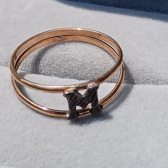 Vintage "M" Initial 1970s Solid 10k Yellow Gold R… - image 2