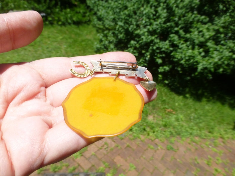Art Deco Celluloid Horse Brooch Unusual Design Circa 1950s Equestrian Interest Motif Unique Wow