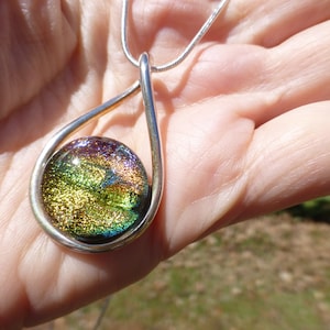 Amazing Vintage Artisan Sterling Silver Glass Necklace, Lovely Statement Piece, 18&#39;&#39; Chain, Wow! Unique! Gift Idea