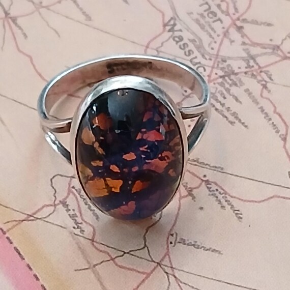 Antique Solid Sterling Silver Dragon's Breath Rin… - image 6