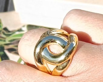 Pierścionek vintage z 14-karatowego żółtego złota, rozmiar 7, przepiękny design, idealny na co dzień, wow! Pomysł na prezent