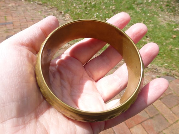 Vintage Bold Wide Bronze Artisan Bangle Bracelet,… - image 2