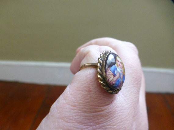 Rare Antique Victorian 14k Solid Gold Painted Blo… - image 3