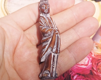 Antique Victorian Asian Robed Figure Carved Ornament Statue, Circa 1910s, Unusual Design, Amazing Old Piece