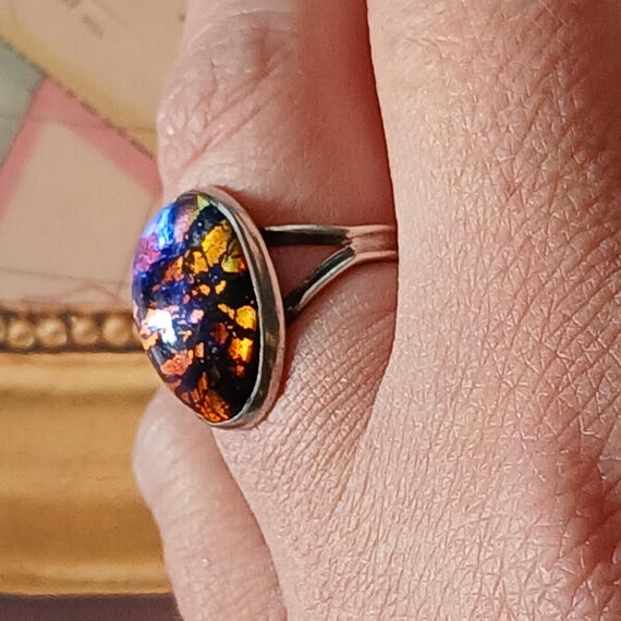 Antique Solid Sterling Silver Dragon's Breath Rin… - image 2