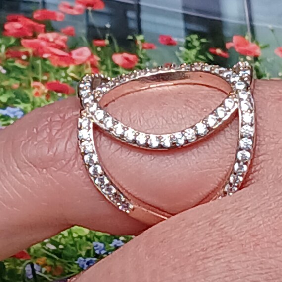 Bold Open Design Unique Gold Over Ring, Size 9, G… - image 3