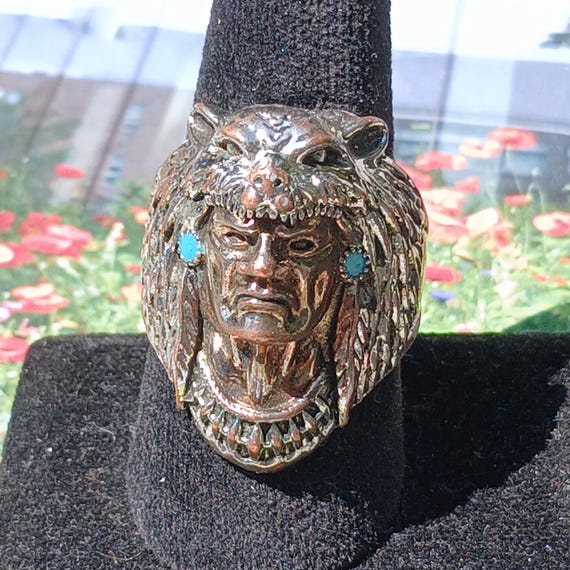 Rare Antique Solid Sterling Native American Bold … - image 2