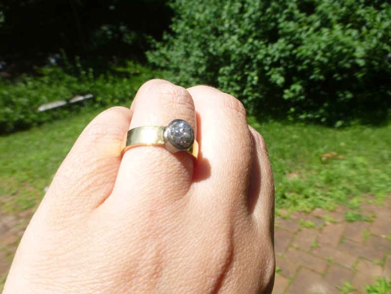18k Yellow Gold Over Sterling 1 Carat Vintage Artisan Raw Diamond Ring Size 8.5 So Bold Large Rough Cut Raw Diamond Unusual Design