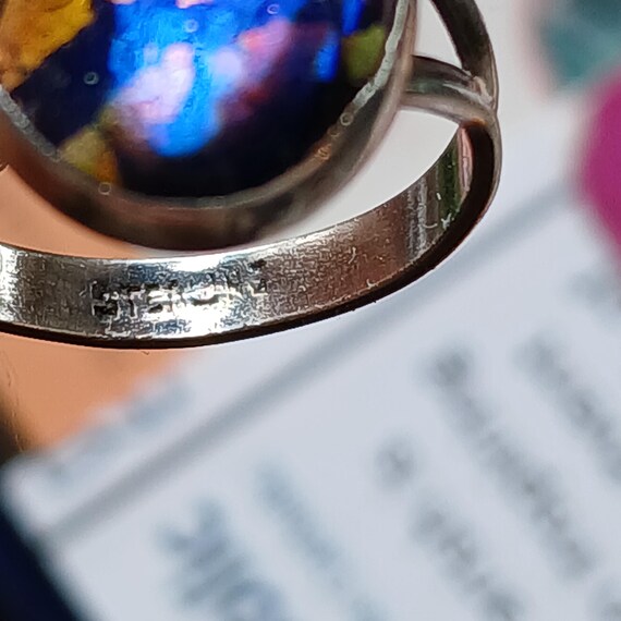 Antique Solid Sterling Silver Dragon's Breath Rin… - image 4