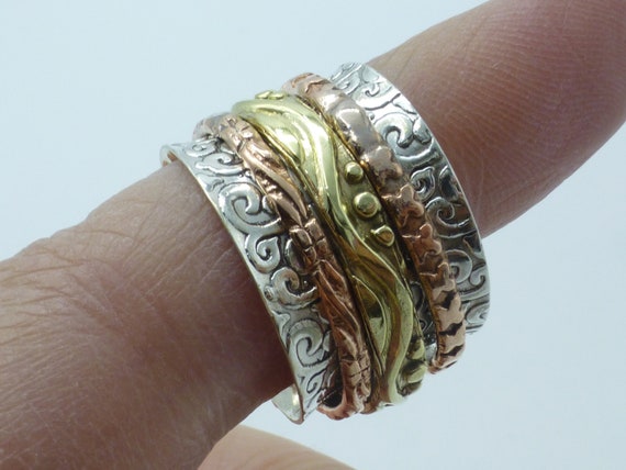 Vintage Turquoise Spinner Solid Sterling Silver R… - image 4