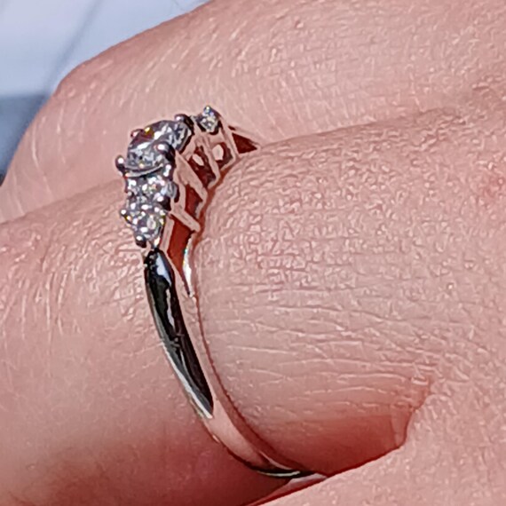 Vintage Solid 10k White Gold Multiple Stone Ring,… - image 8