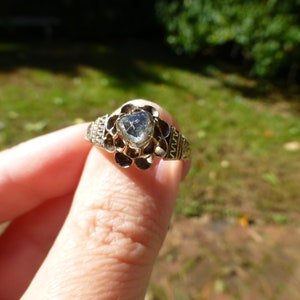 Antique Georgian Diamond 10k Gold Rose Cut .75 Carat Diamond Engagement Ring, Circa 1830, Foil Backed Diamond, Wow, Size 9.5