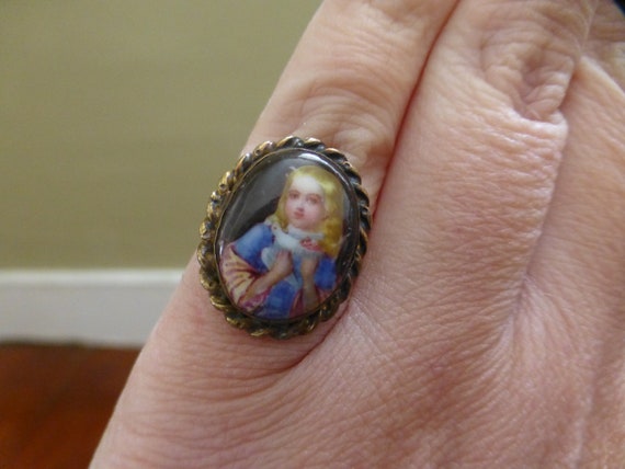 Rare Antique Victorian 14k Solid Gold Painted Blo… - image 7