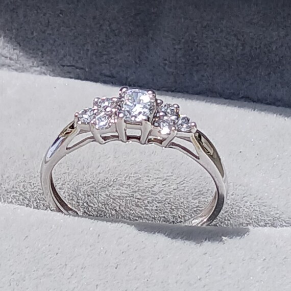 Vintage Solid 10k White Gold Multiple Stone Ring,… - image 6