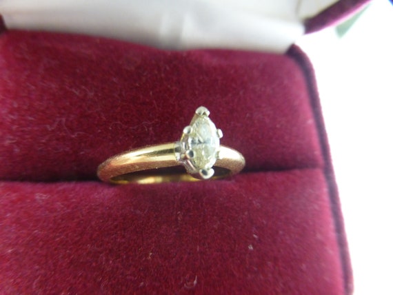 Antique Solid 14k Genuine Diamond Engagement Ring… - image 1