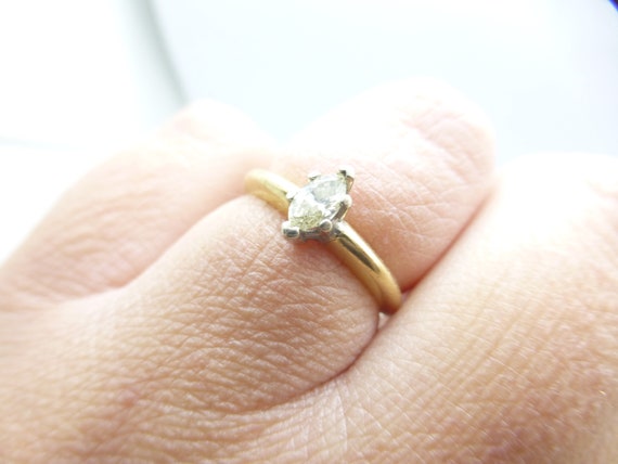 Antique Solid 14k Genuine Diamond Engagement Ring… - image 2