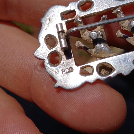 Antique Victorian Two Cherubs Solid Silver Brooch… - image 4